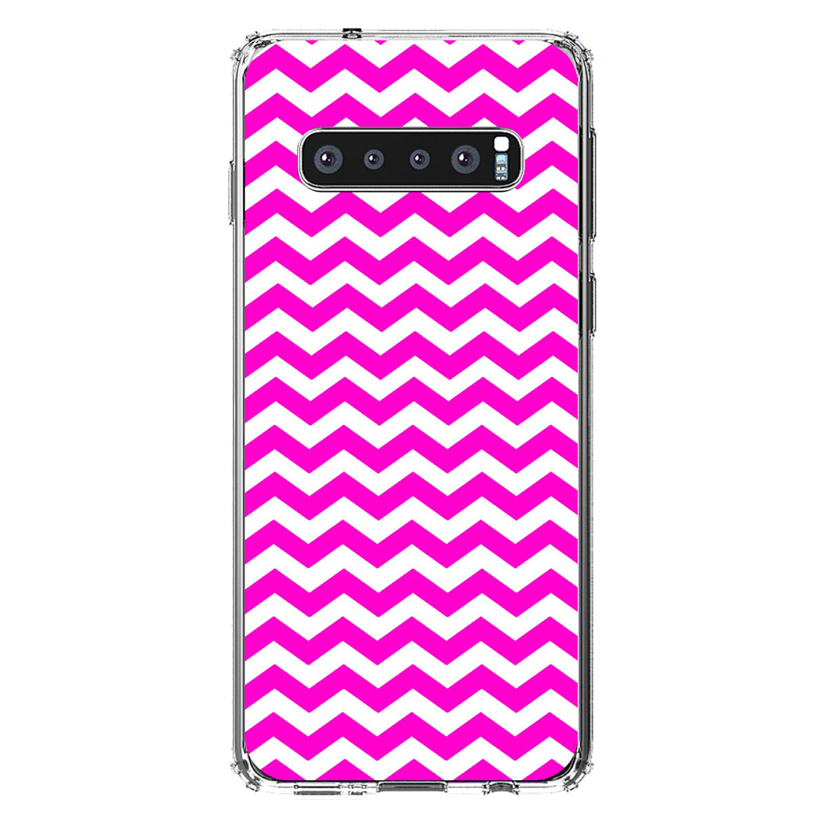 Hot Pink White Chevron Stripes Wave Clear Shockproof iPhone Case, view 17