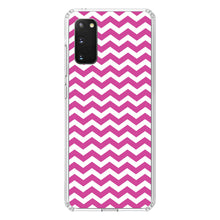 DistinctInk® Clear Shockproof Hybrid Case for Apple iPhone / Samsung Galaxy / Google Pixel - Hot Pink White Chevron Stripes Wave