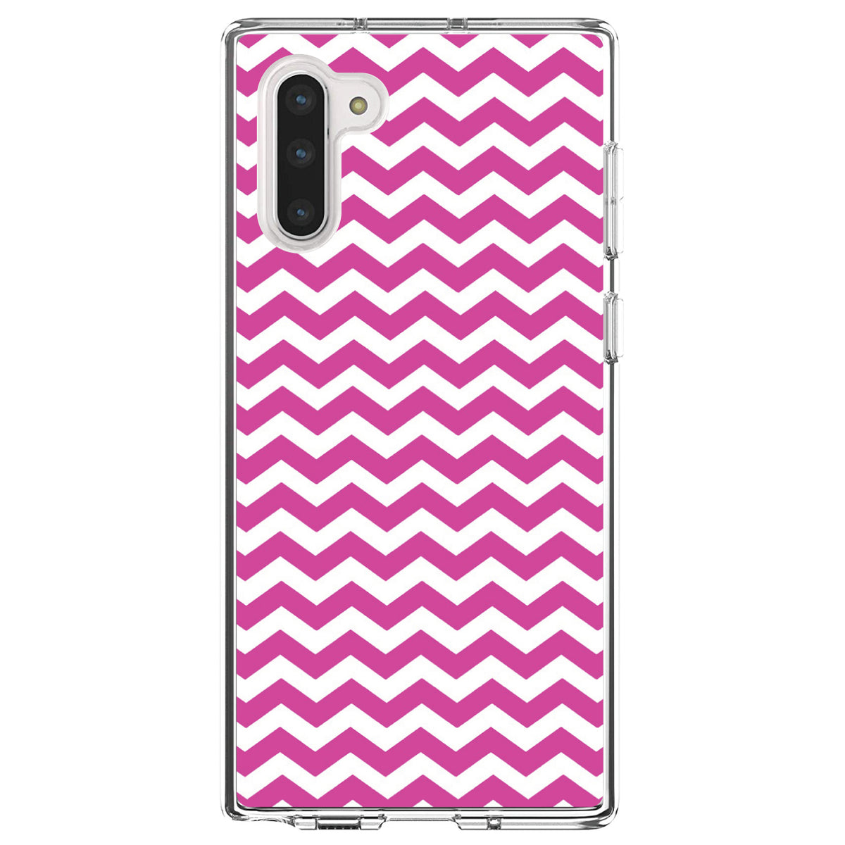 Hot Pink White Chevron Stripes Wave Clear Shockproof iPhone Case, view 9