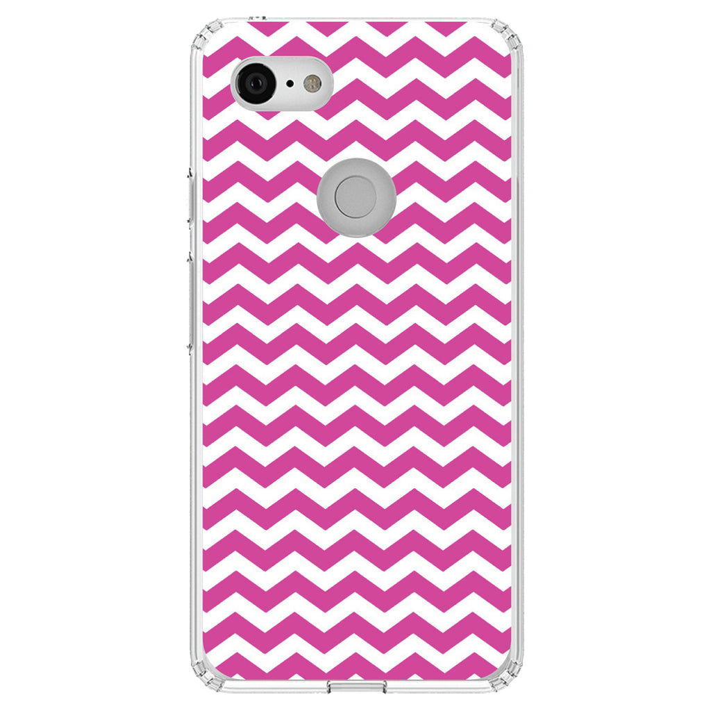 Hot Pink White Chevron Stripes Wave Clear Shockproof iPhone Case, view 21