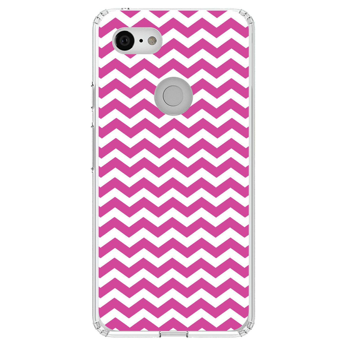 Hot Pink White Chevron Stripes Wave Clear Shockproof iPhone Case, view 21