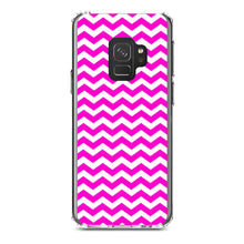 DistinctInk® Clear Shockproof Hybrid Case for Apple iPhone / Samsung Galaxy / Google Pixel - Hot Pink White Chevron Stripes Wave