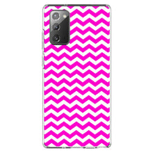 DistinctInk® Clear Shockproof Hybrid Case for Apple iPhone / Samsung Galaxy / Google Pixel - Hot Pink White Chevron Stripes Wave