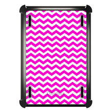 DistinctInk™ OtterBox Defender Series Case for Apple iPad / iPad Pro / iPad Air / iPad Mini - Hot Pink White Chevron Stripes Wave