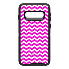 DistinctInk™ OtterBox Defender Series Case for Apple iPhone / Samsung Galaxy / Google Pixel - Hot Pink White Chevron Stripes Wave