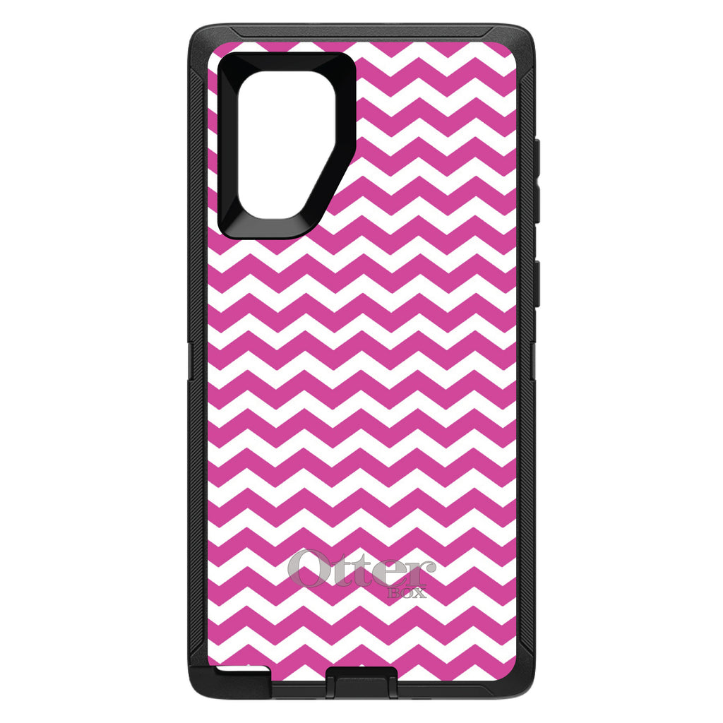 Hot Pink White Chevron Stripes Wave OtterBox Defender Case for iPhone & Galaxy, view 11