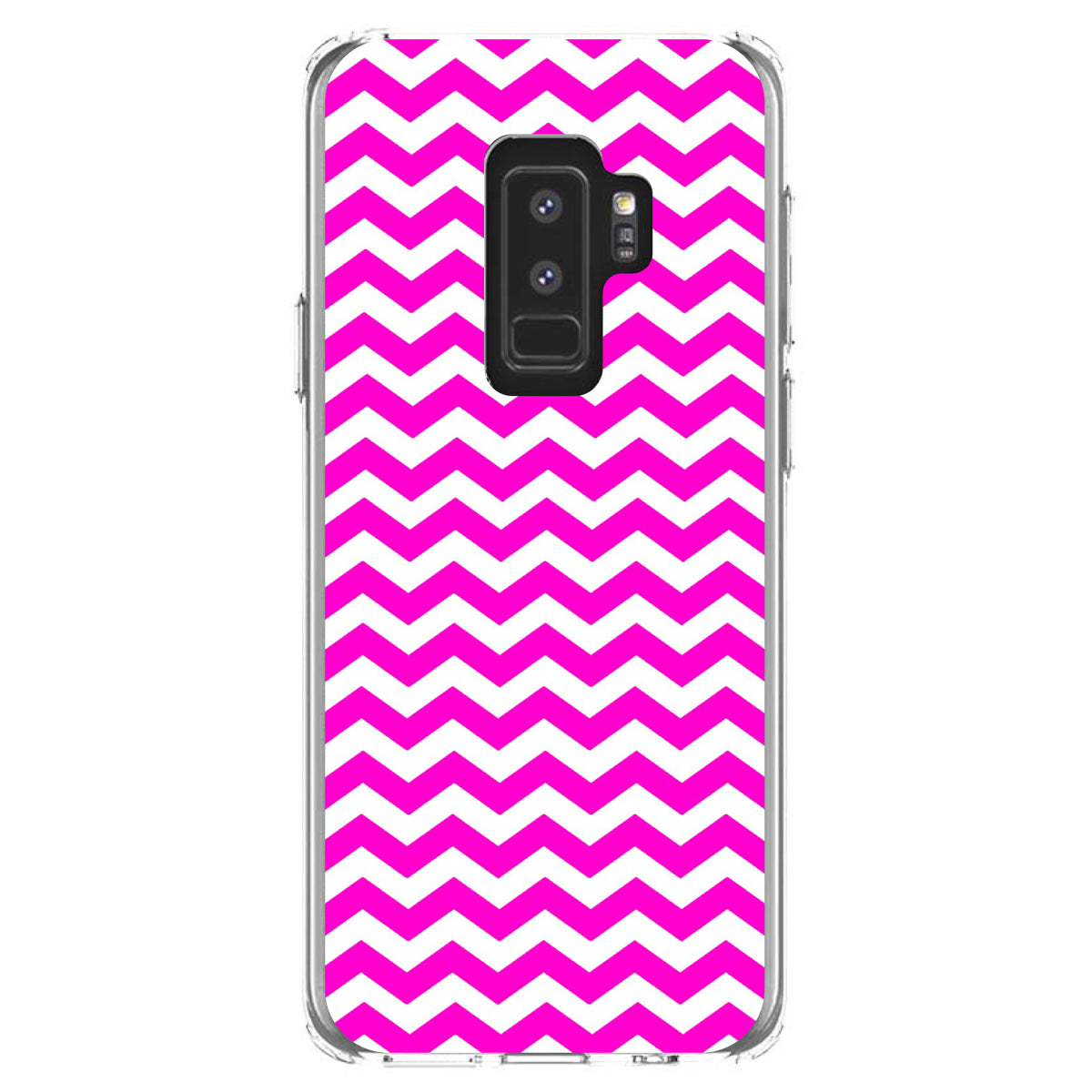 Hot Pink White Chevron Stripes Wave Clear Shockproof iPhone Case, view 20