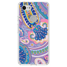 DistinctInk® Clear Shockproof Hybrid Case for Apple iPhone / Samsung Galaxy / Google Pixel - Purple Pink Blue Paisley