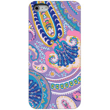 DistinctInk® Hard Plastic Snap-On Case for Apple iPhone or Samsung Galaxy - Purple Pink Blue Paisley