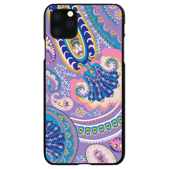 DistinctInk® Hard Plastic Snap-On Case for Apple iPhone or Samsung Galaxy - Purple Pink Blue Paisley