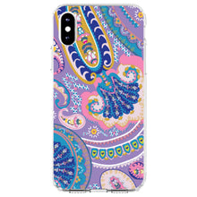 DistinctInk® Clear Shockproof Hybrid Case for Apple iPhone / Samsung Galaxy / Google Pixel - Purple Pink Blue Paisley