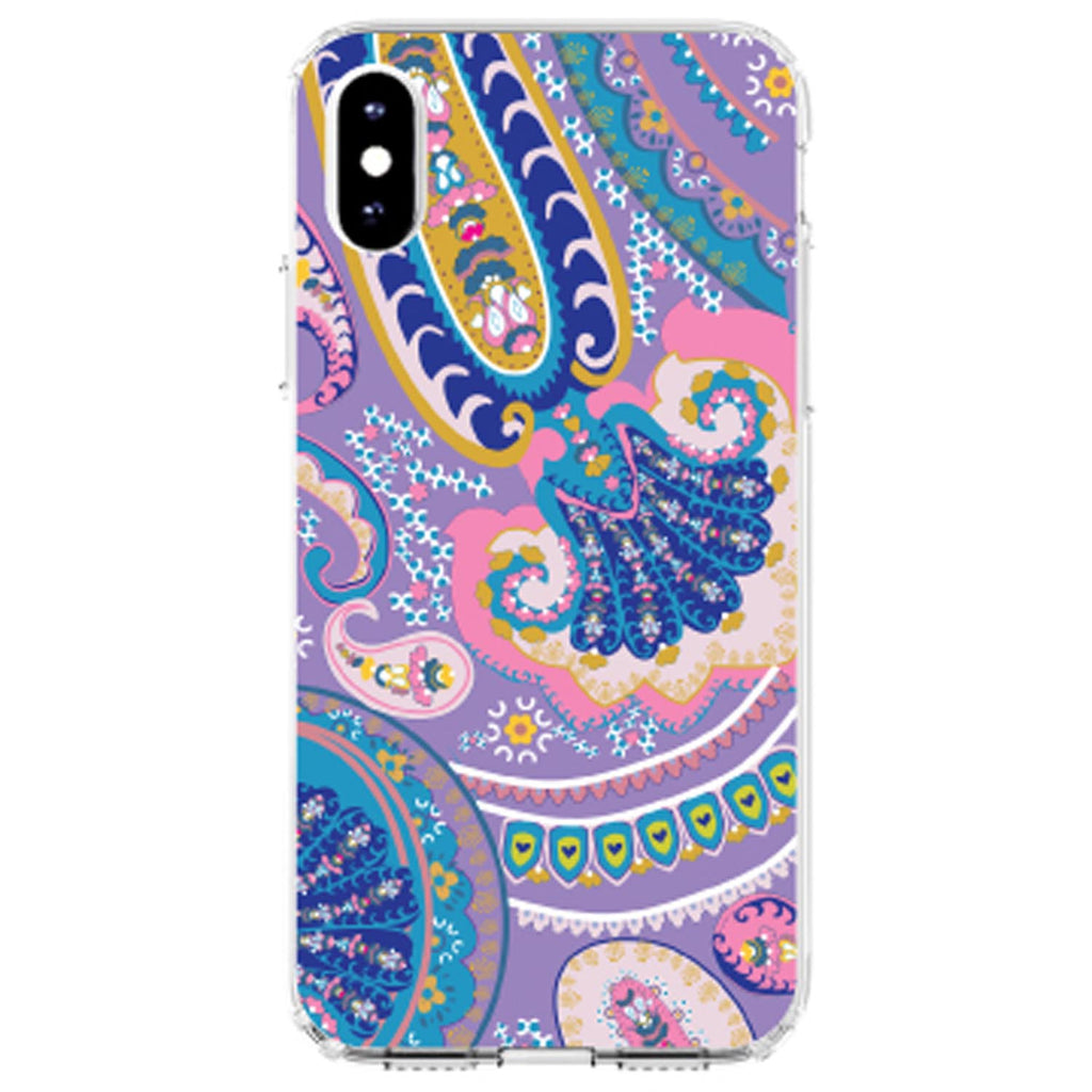 Purple Pink Blue Paisley Clear Shockproof iPhone Case, view 3