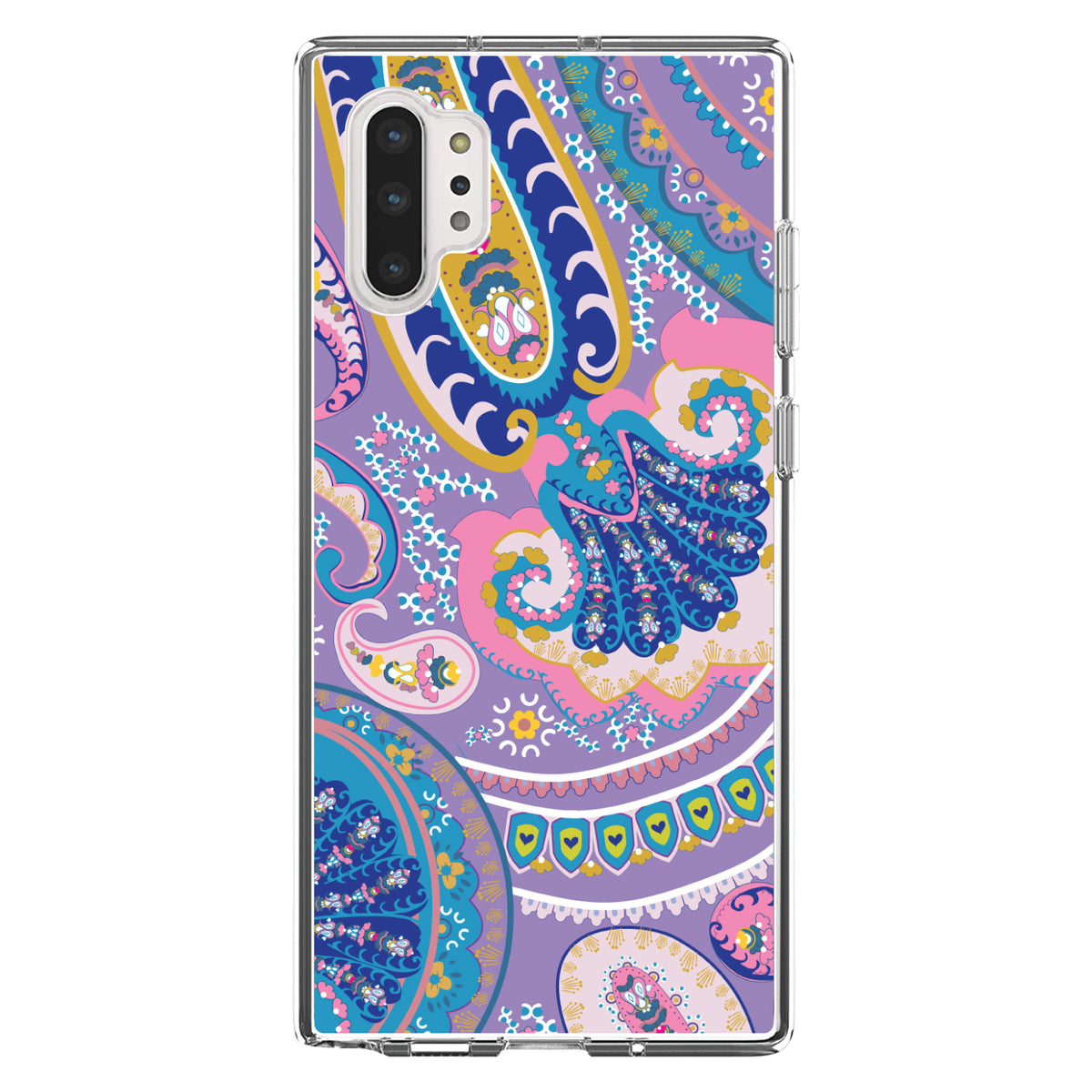 Purple Pink Blue Paisley Clear Shockproof iPhone Case, view 10