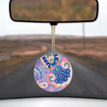 DistinctInk® Hanging Ceramic Christmas Tree Ornament with Gold String - Great Gift / Present - 2 3/4 inch Diameter - Purple Pink Blue Paisley