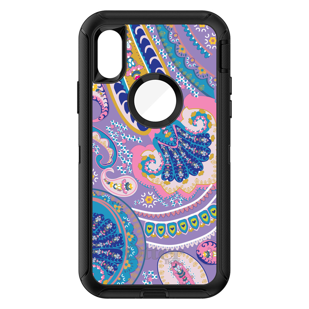 Purple Pink Blue Paisley OtterBox Defender Case for iPhone & Galaxy, view 3