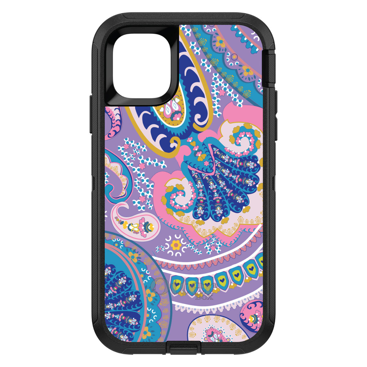 Purple Pink Blue Paisley OtterBox Defender Case for iPhone & Galaxy, view 2