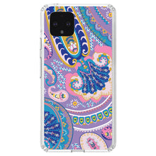 DistinctInk® Clear Shockproof Hybrid Case for Apple iPhone / Samsung Galaxy / Google Pixel - Purple Pink Blue Paisley