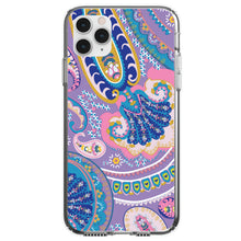 DistinctInk® Clear Shockproof Hybrid Case for Apple iPhone / Samsung Galaxy / Google Pixel - Purple Pink Blue Paisley