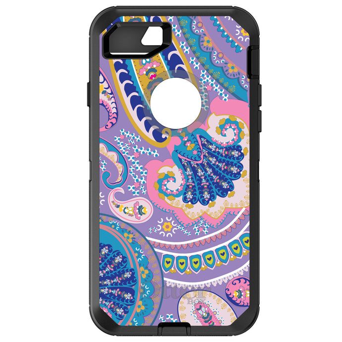 DistinctInk™ OtterBox Defender Series Case for Apple iPhone / Samsung Galaxy / Google Pixel - Purple Pink Blue Paisley