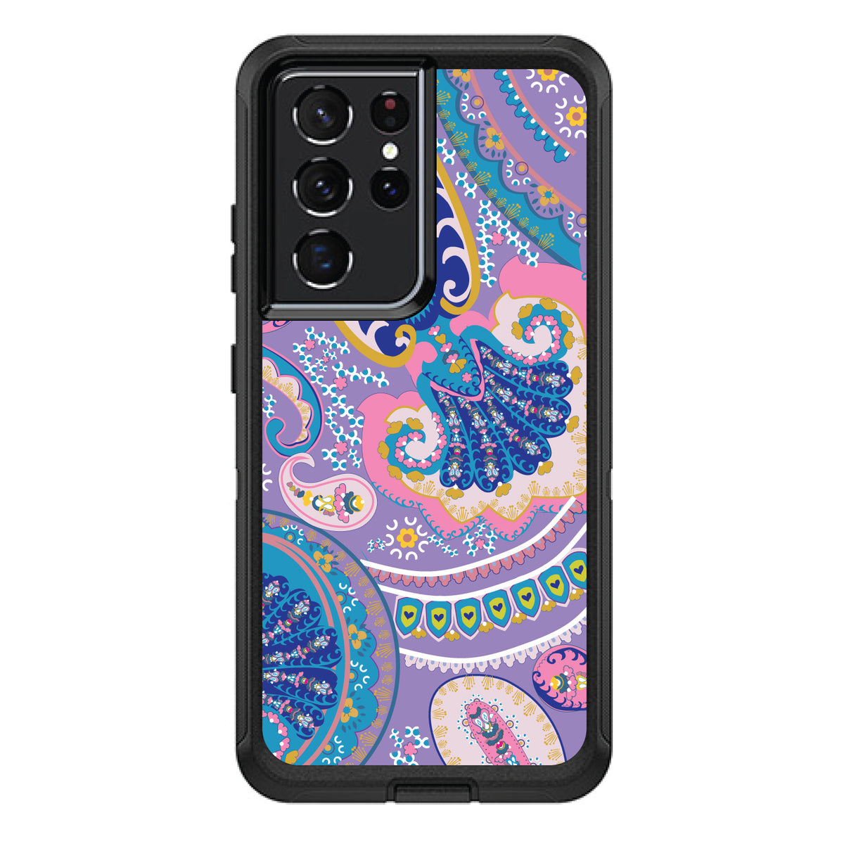 Purple Pink Blue Paisley OtterBox Defender Case for iPhone & Galaxy, view 7