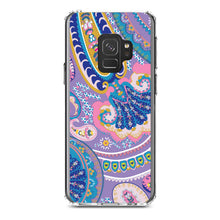 DistinctInk® Clear Shockproof Hybrid Case for Apple iPhone / Samsung Galaxy / Google Pixel - Purple Pink Blue Paisley