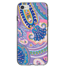 DistinctInk® Clear Shockproof Hybrid Case for Apple iPhone / Samsung Galaxy / Google Pixel - Purple Pink Blue Paisley