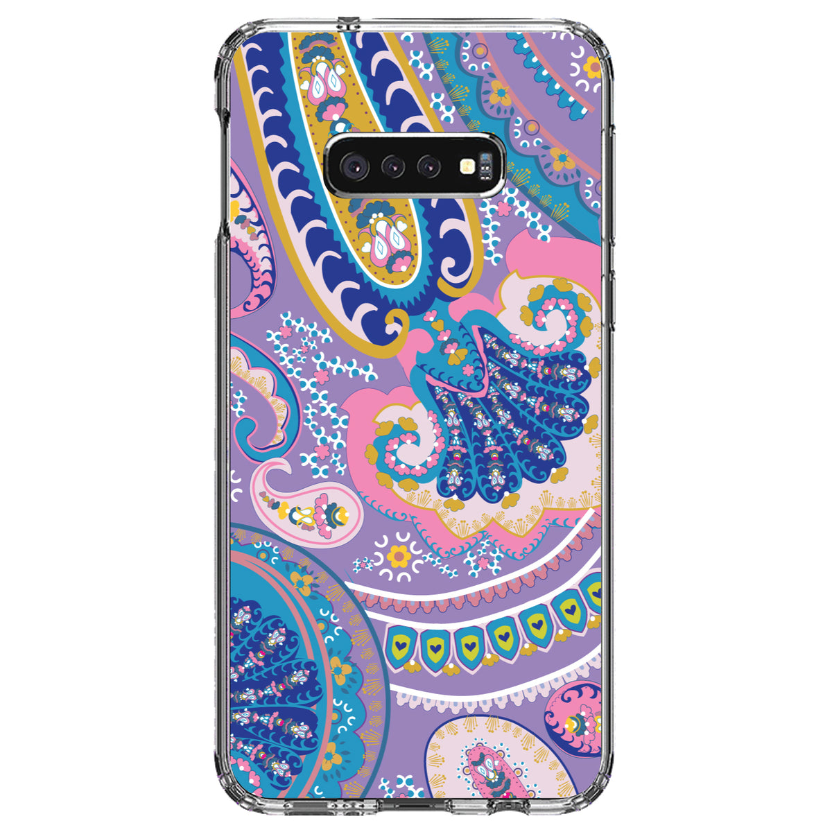 Purple Pink Blue Paisley Clear Shockproof iPhone Case, view 18