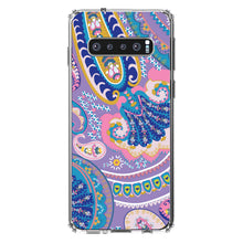 DistinctInk® Clear Shockproof Hybrid Case for Apple iPhone / Samsung Galaxy / Google Pixel - Purple Pink Blue Paisley