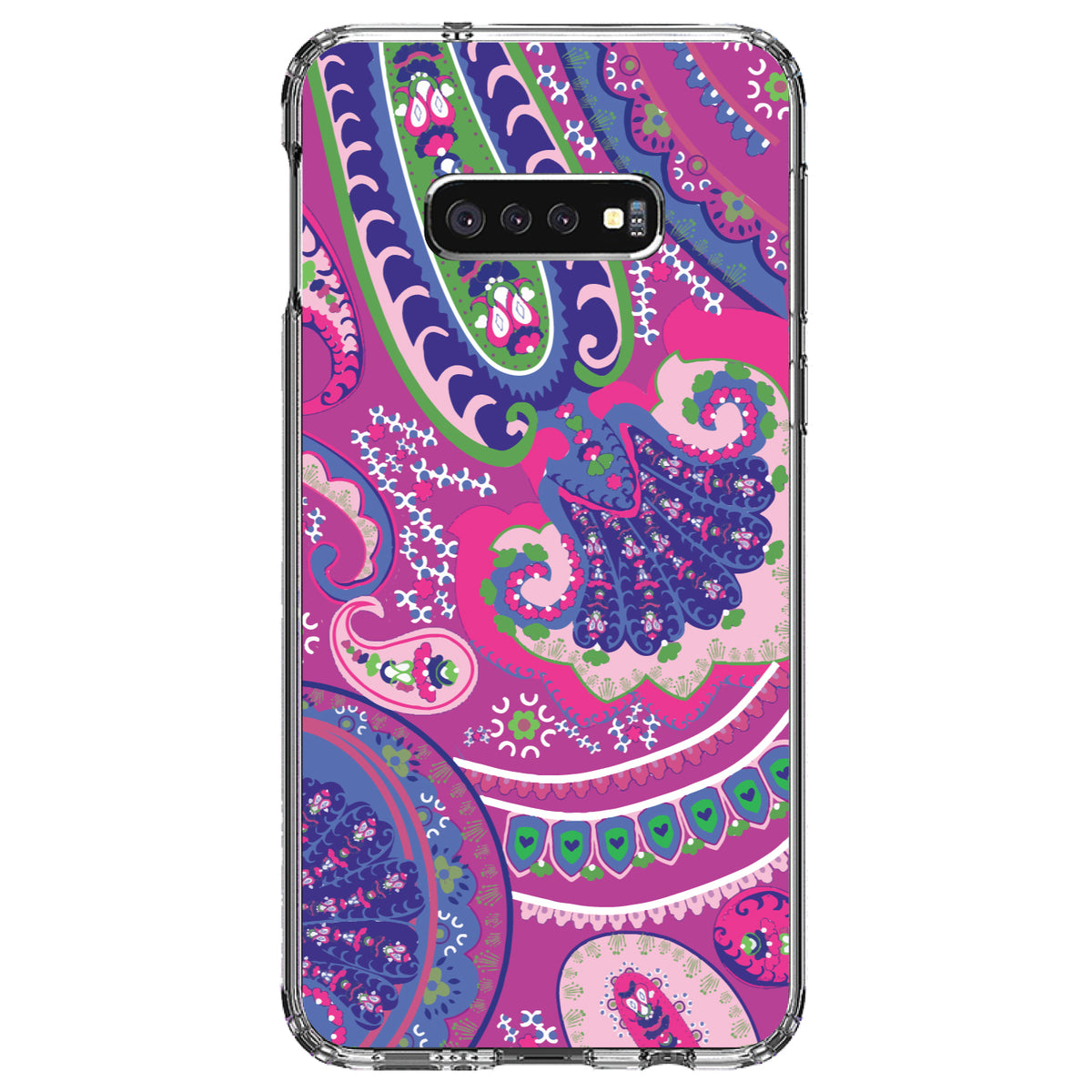 Pink Purple Green Paisley Clear Shockproof iPhone Case, view 18