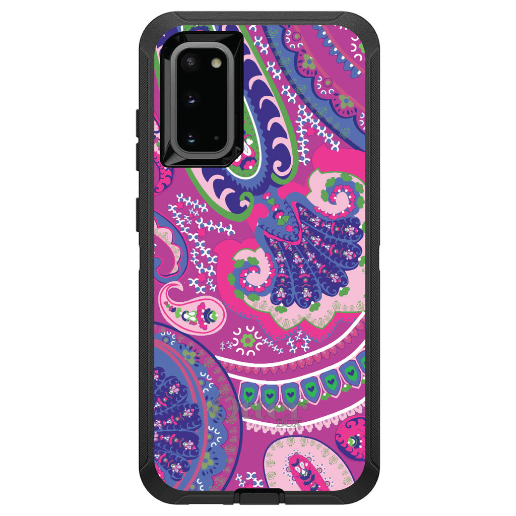 Pink Purple Green Paisley OtterBox Defender Case for iPhone & Galaxy, view 8