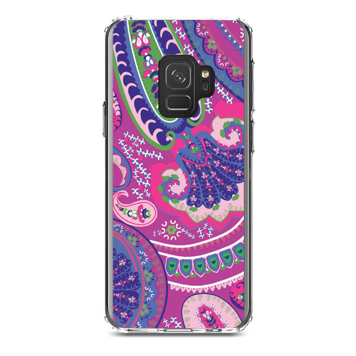 Pink Purple Green Paisley Clear Shockproof iPhone Case, view 19