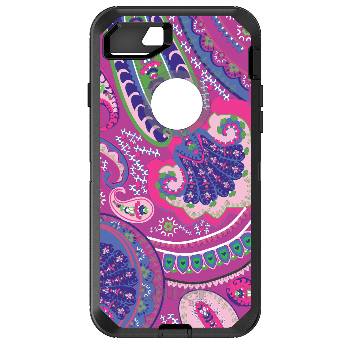 Pink Purple Green Paisley OtterBox Defender Case for iPhone & Galaxy