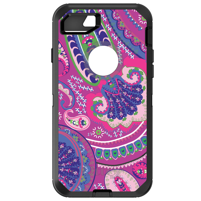 DistinctInk™ OtterBox Defender Series Case for Apple iPhone / Samsung Galaxy / Google Pixel - Pink Purple Green Paisley