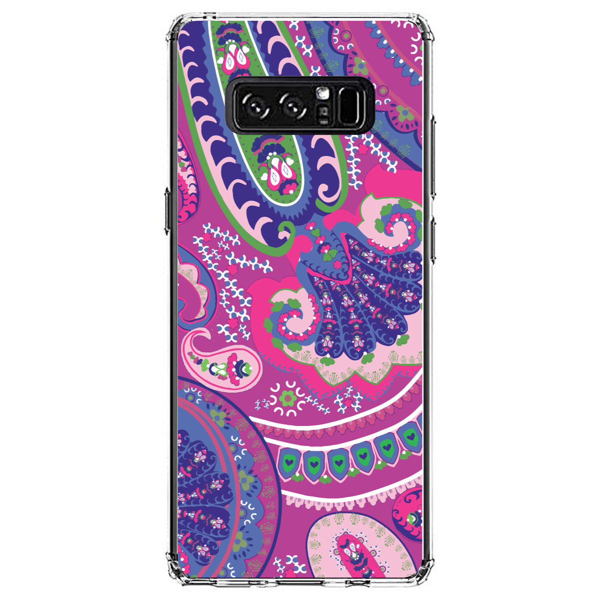 Pink Purple Green Paisley Clear Shockproof iPhone Case, view 12