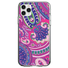 DistinctInk® Clear Shockproof Hybrid Case for Apple iPhone / Samsung Galaxy / Google Pixel - Pink Purple Green Paisley
