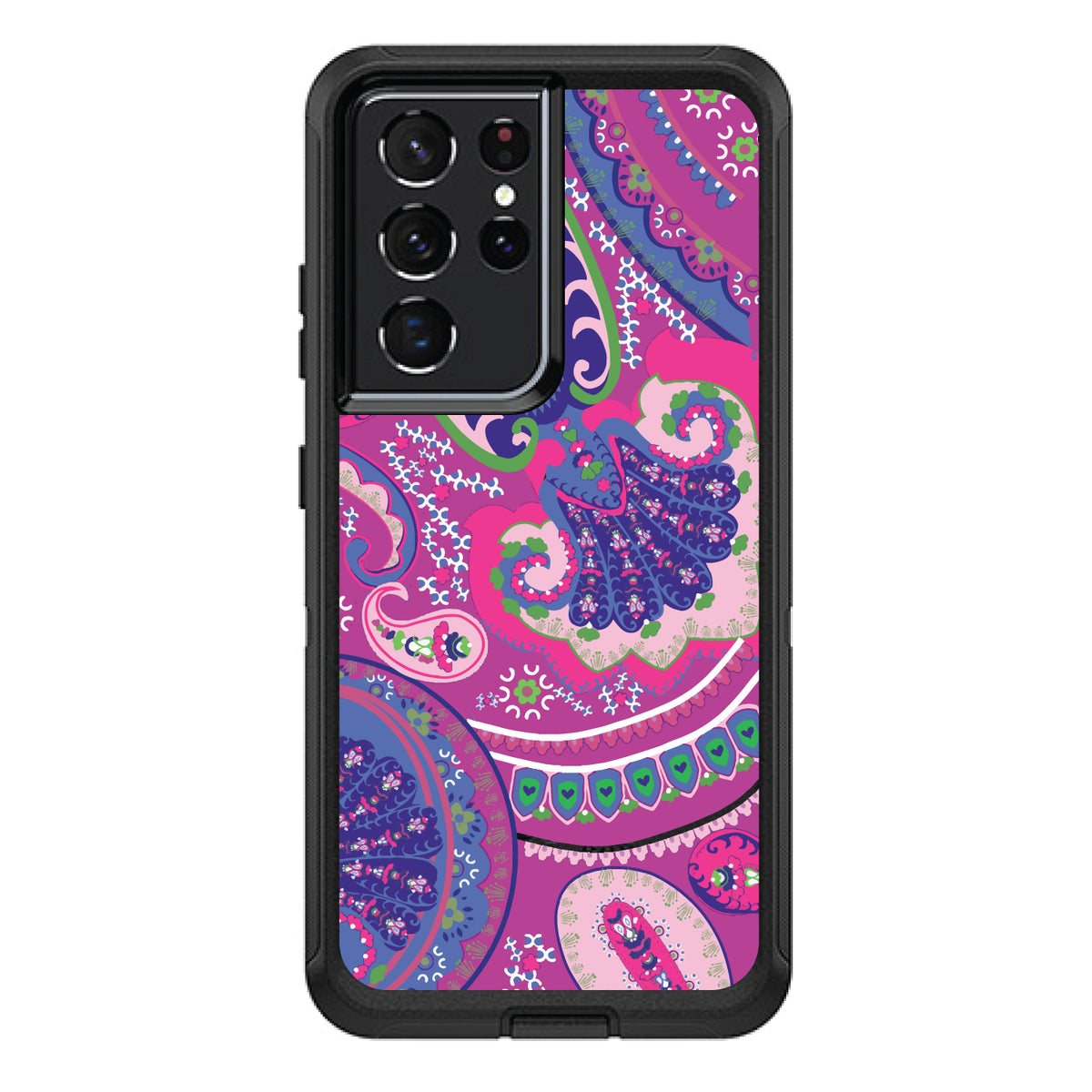 Pink Purple Green Paisley OtterBox Defender Case for iPhone & Galaxy, view 7