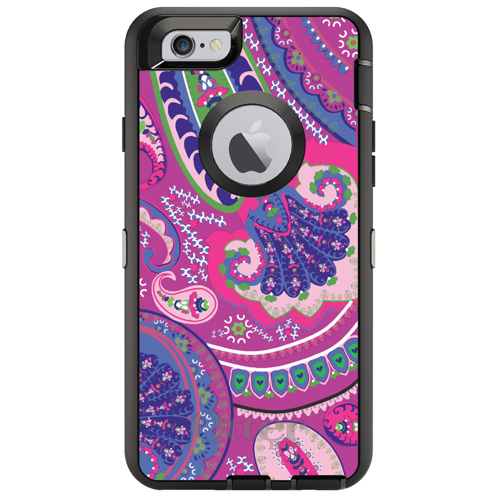 Pink Purple Green Paisley OtterBox Defender Case for iPhone & Galaxy, view 4