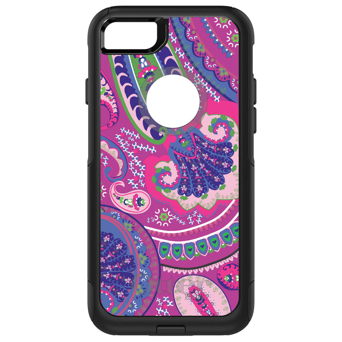 DistinctInk OtterBox Commuter Series Case for Apple iPhone or Samsung Galaxy - Pink Purple Green Paisley