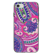 DistinctInk® Clear Shockproof Hybrid Case for Apple iPhone / Samsung Galaxy / Google Pixel - Pink Purple Green Paisley