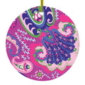 Pink Purple Green Paisley Ceramic Ornament