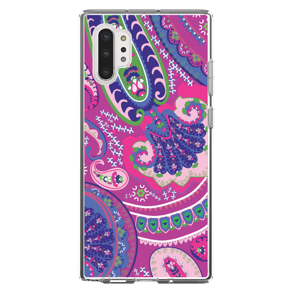 Pink Purple Green Paisley Clear Shockproof iPhone Case, view 10