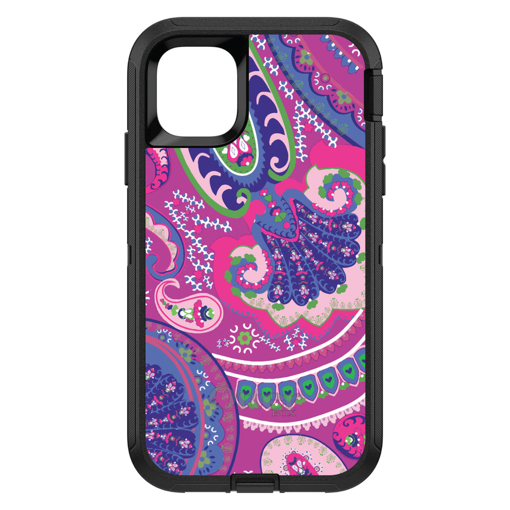 Pink Purple Green Paisley OtterBox Defender Case for iPhone & Galaxy, view 2