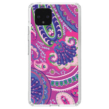 DistinctInk® Clear Shockproof Hybrid Case for Apple iPhone / Samsung Galaxy / Google Pixel - Pink Purple Green Paisley