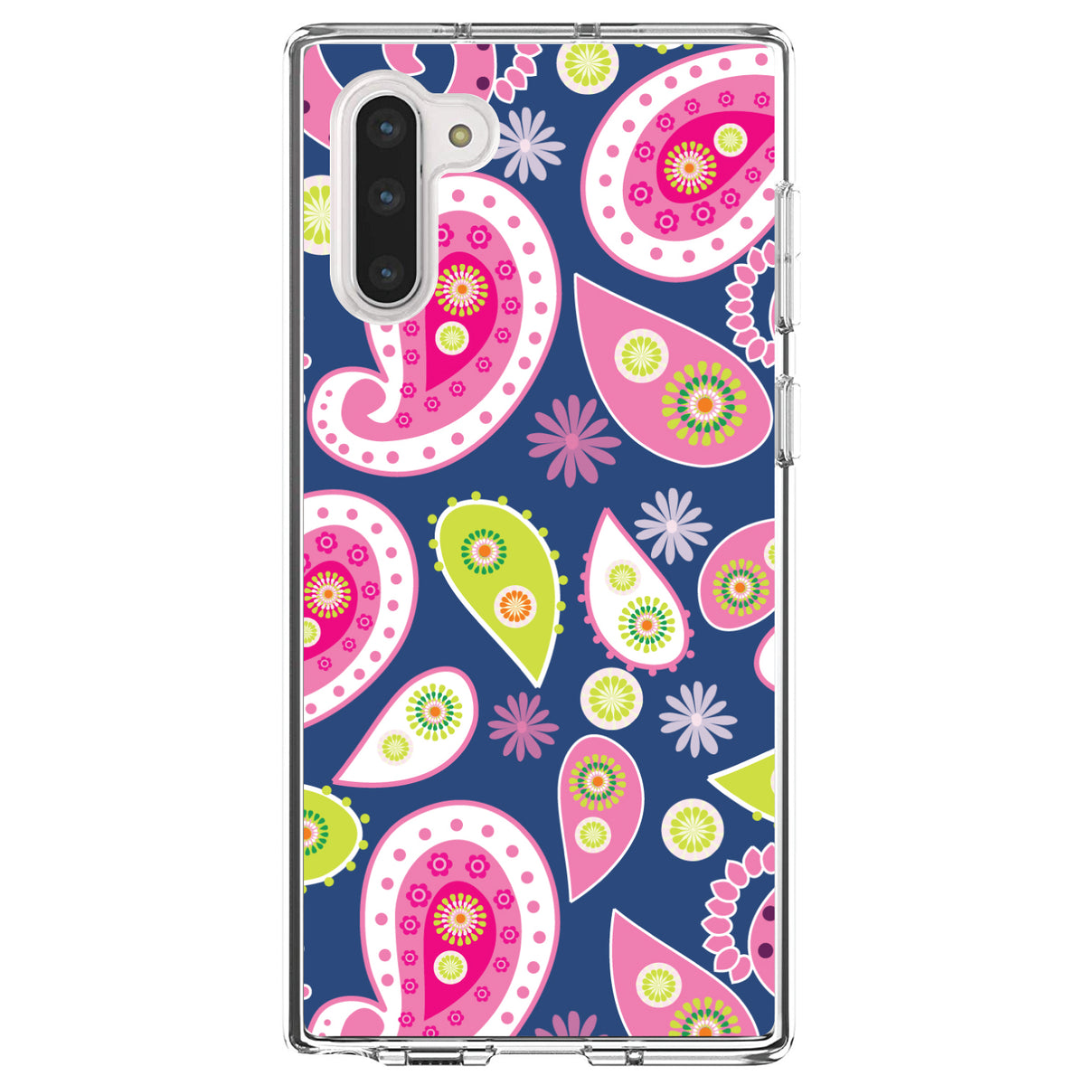Pink Green Navy Paisley Clear Shockproof iPhone Case, view 9