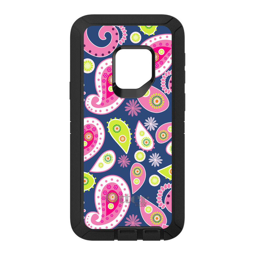 Pink Green Navy Paisley OtterBox Defender Case for iPhone & Galaxy, view 11