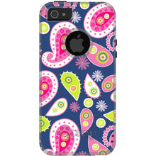 DistinctInk™ OtterBox Commuter Series Case for Apple iPhone or Samsung Galaxy - Pink Green Navy Paisley