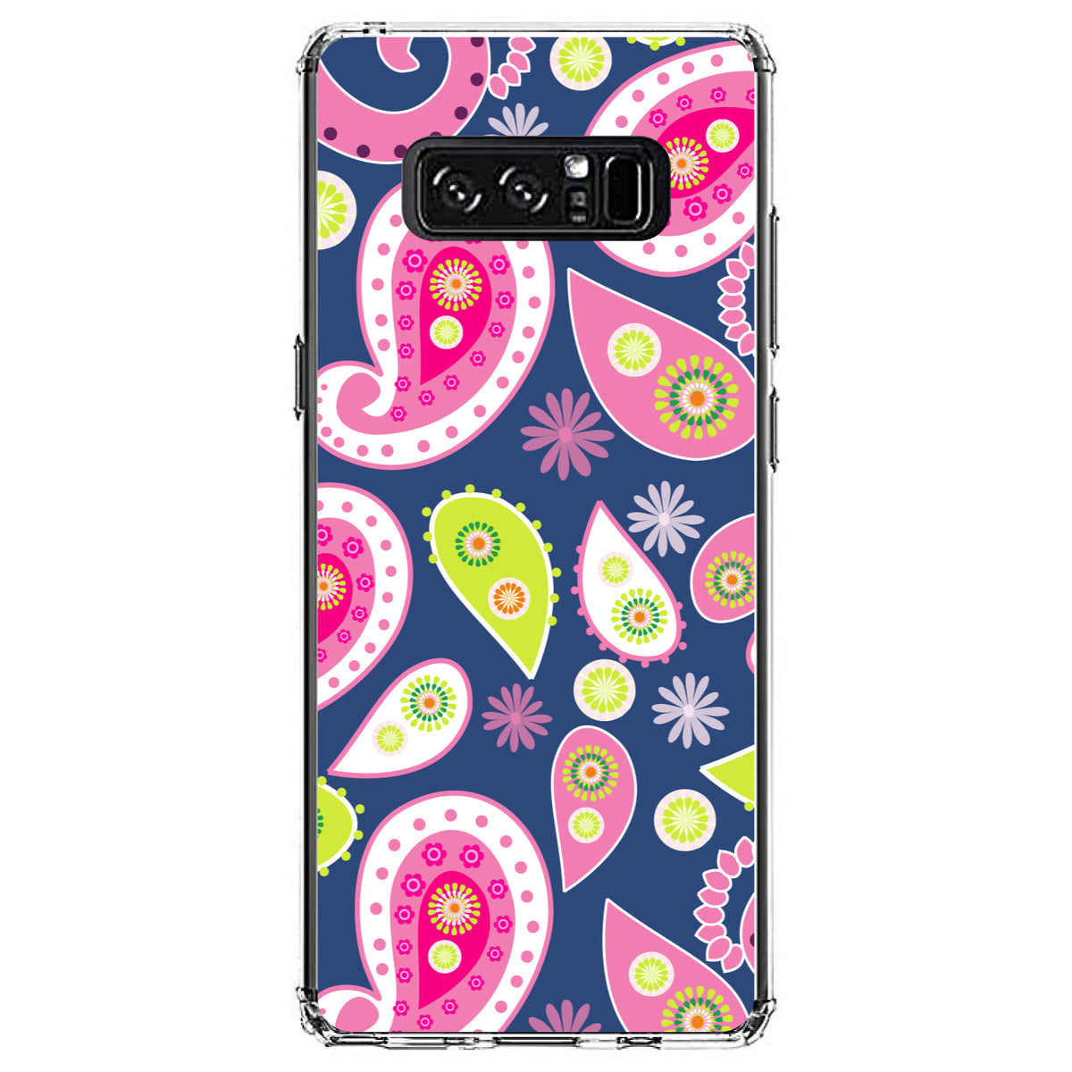 Pink Green Navy Paisley Clear Shockproof iPhone Case, view 12