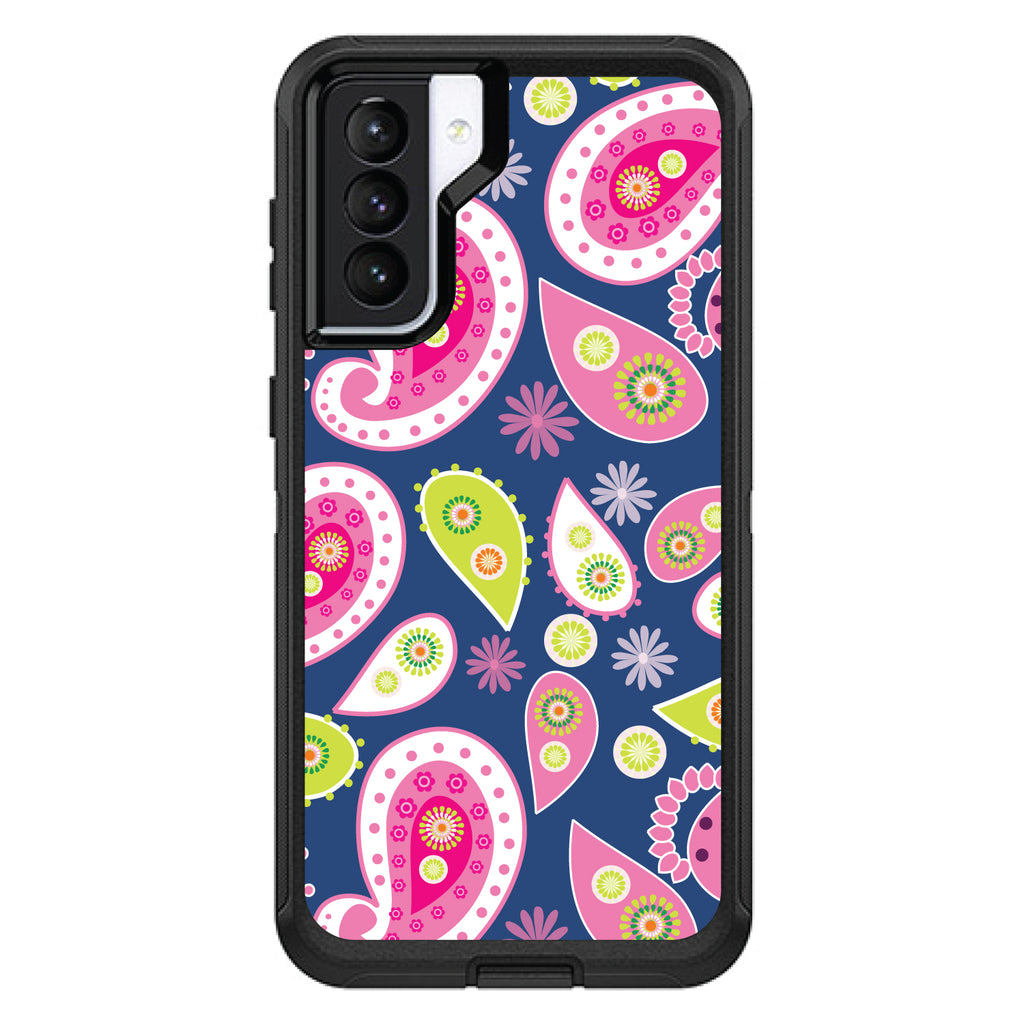 Pink Green Navy Paisley OtterBox Defender Case for iPhone & Galaxy, view 5