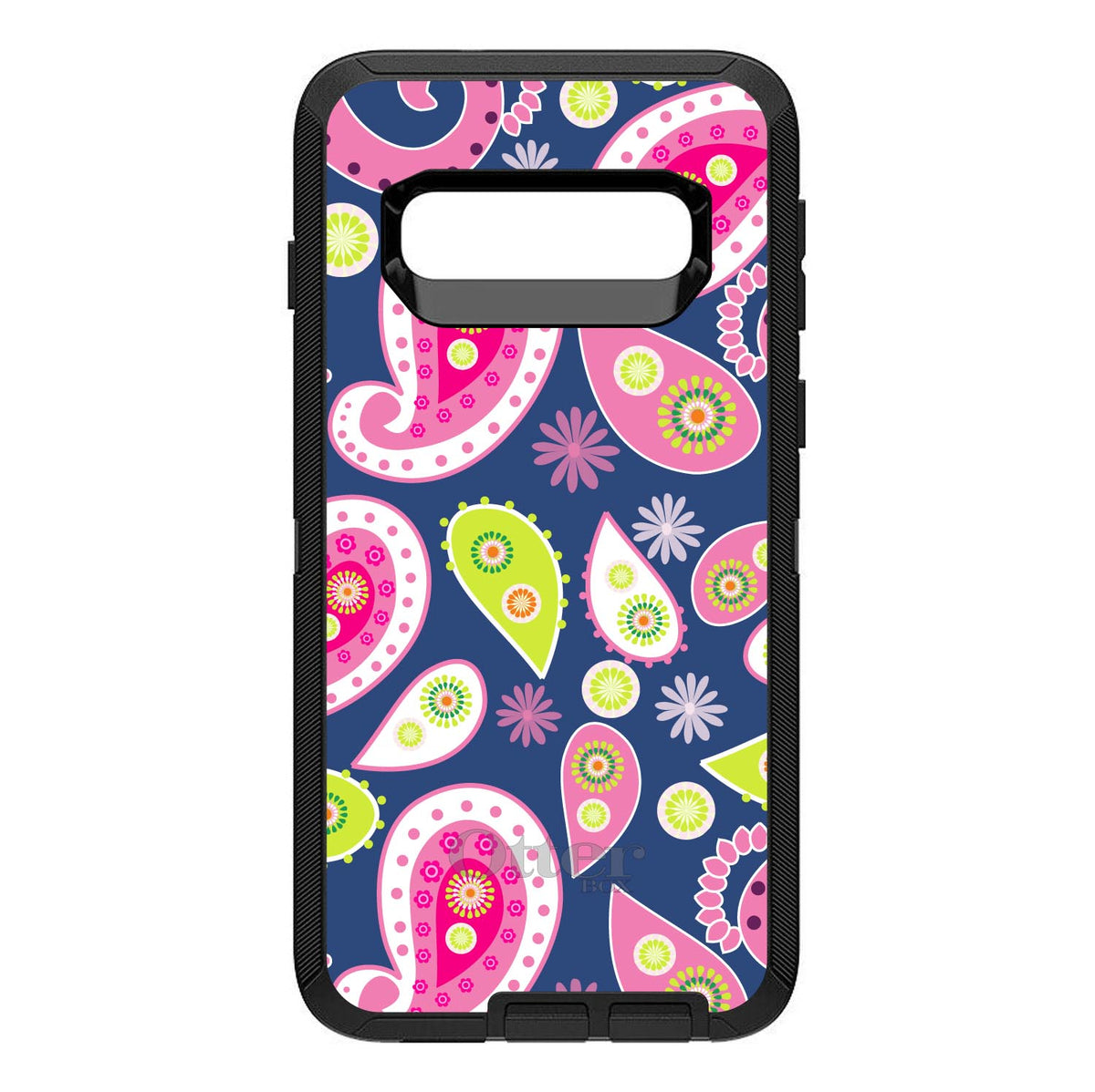 Pink Green Navy Paisley OtterBox Defender Case for iPhone & Galaxy, view 9