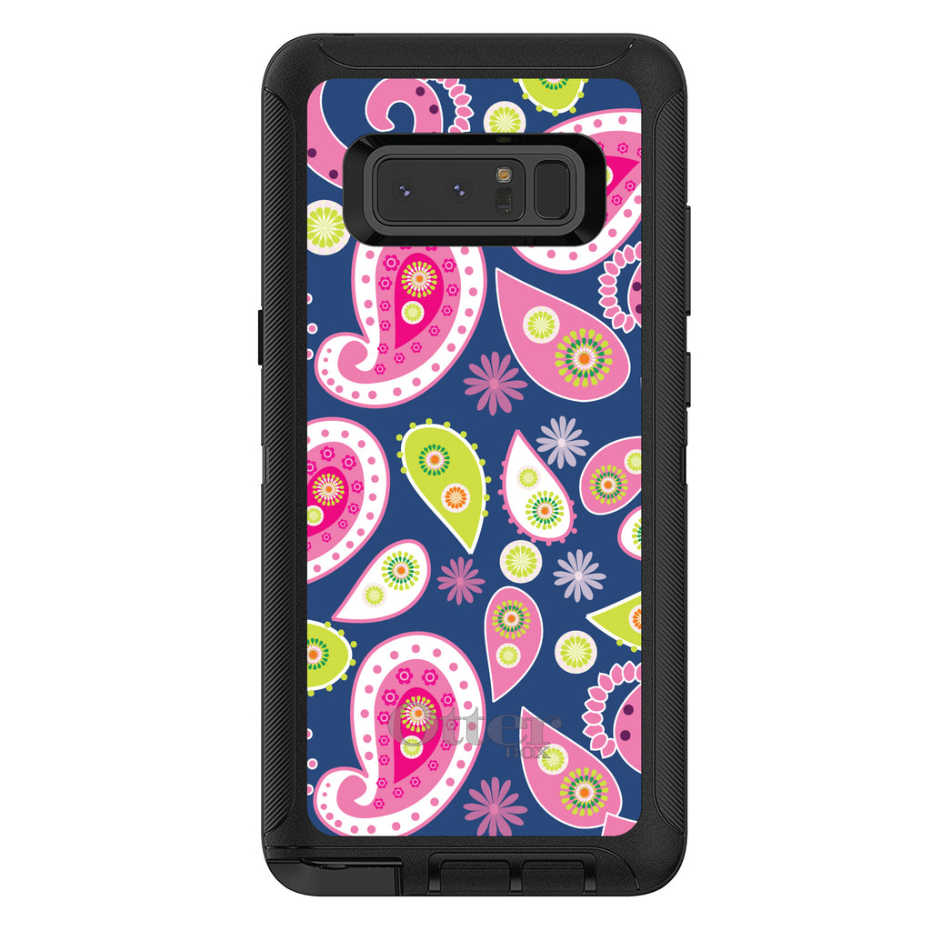 Pink Green Navy Paisley OtterBox Defender Case for iPhone & Galaxy, view 17